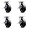 Service Caster 8 Inch Heavy Duty Glass Filled Nylon Caster Set with Roller Bearings and Brakes SCC-35S820-GFNR-SLB-4 - alternate 1